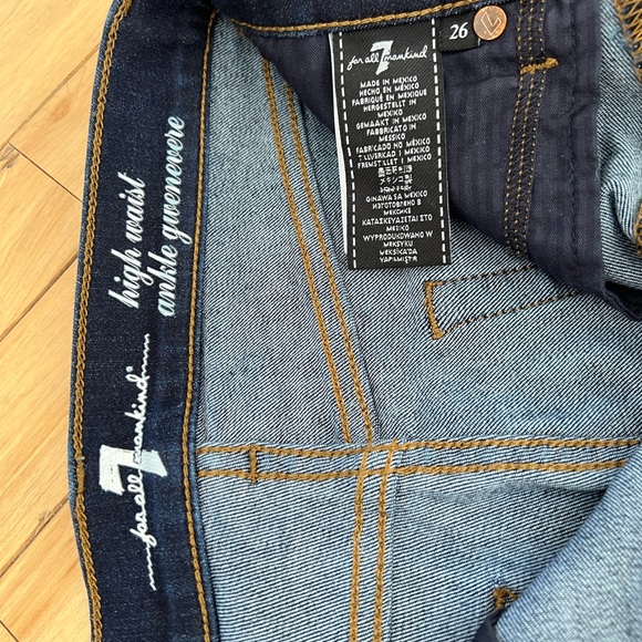 7 For All Mankind Gwenevere size 26 Blue Denim High Waist Skinny Ankle Jeans - Picture 5 of 6